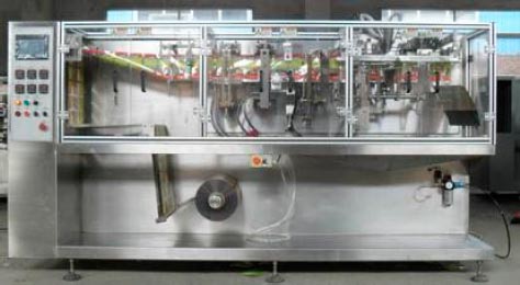 Горизонтальная упаковочная машина DXGX-130 для фасовки и упаковки сухих сыпучих, пылящих, порошкообразных, жидких продуктов в пакеты саше